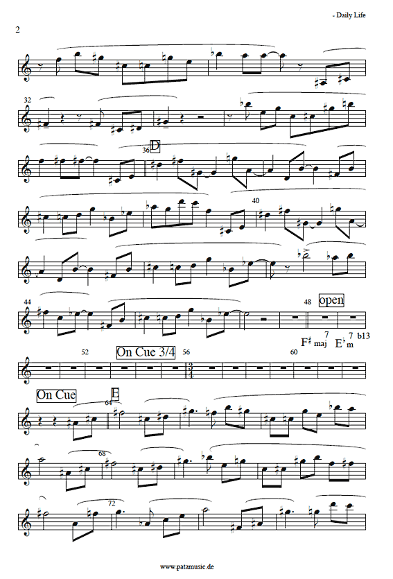 Sheet music of Daily Life