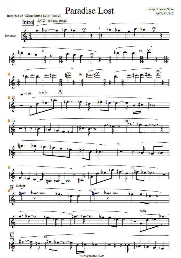 Sheet music of Paradise Lost