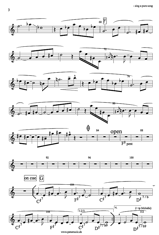 Sheet music of Sing a pure song